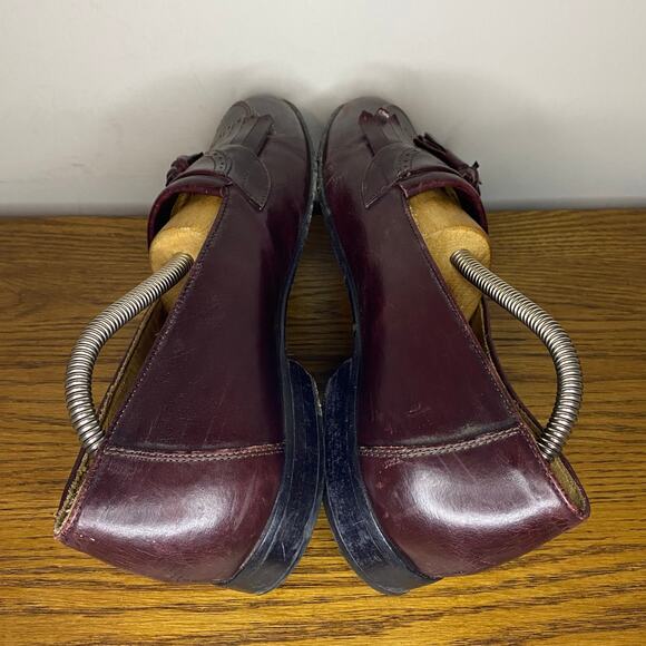 Vintage Alfani Mens Burgundy Leather Kiltie Tassel Loafers Made in Italy 9.5M - Picture 5 of 7
